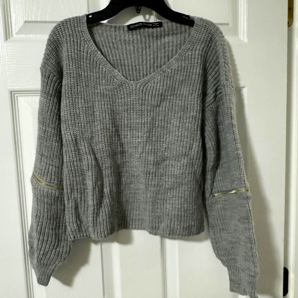 Cropped zipper detail sweater